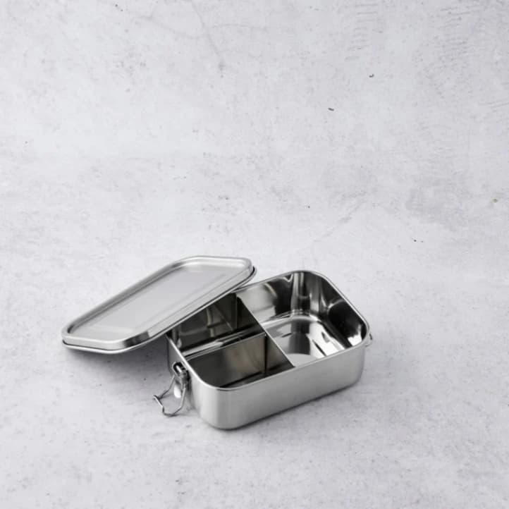 The Low Tox Project Stainless Steel Lunch Box 800ml Rectangle with 3 Compartments